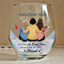 Gift For Bestie - Our Friendship Is Like Wine It Gets Better With Time - Personalized Stemless Wine Glass