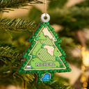 Golf - Golf Course Christmas Tree Shape Custom Name - Personalized Custom Shaped Wooden Ornament