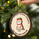 Pet Lovers, Cat Lovers - Funny Cats Meowy Catmas Humant Servants - Personalized 2-Layered Wooden Ornament