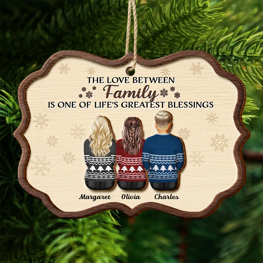 Christmas,Family,Gift For Sibling,Gift For Bestie,Love - Family Is Never Apart At Heart Sister Brother Bestie - Personalized 2-Layered Wooden Ornament