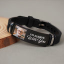 Memorial - Custom Photo You Never Walk Alone Memorial - Personalized Engraved Bracelet