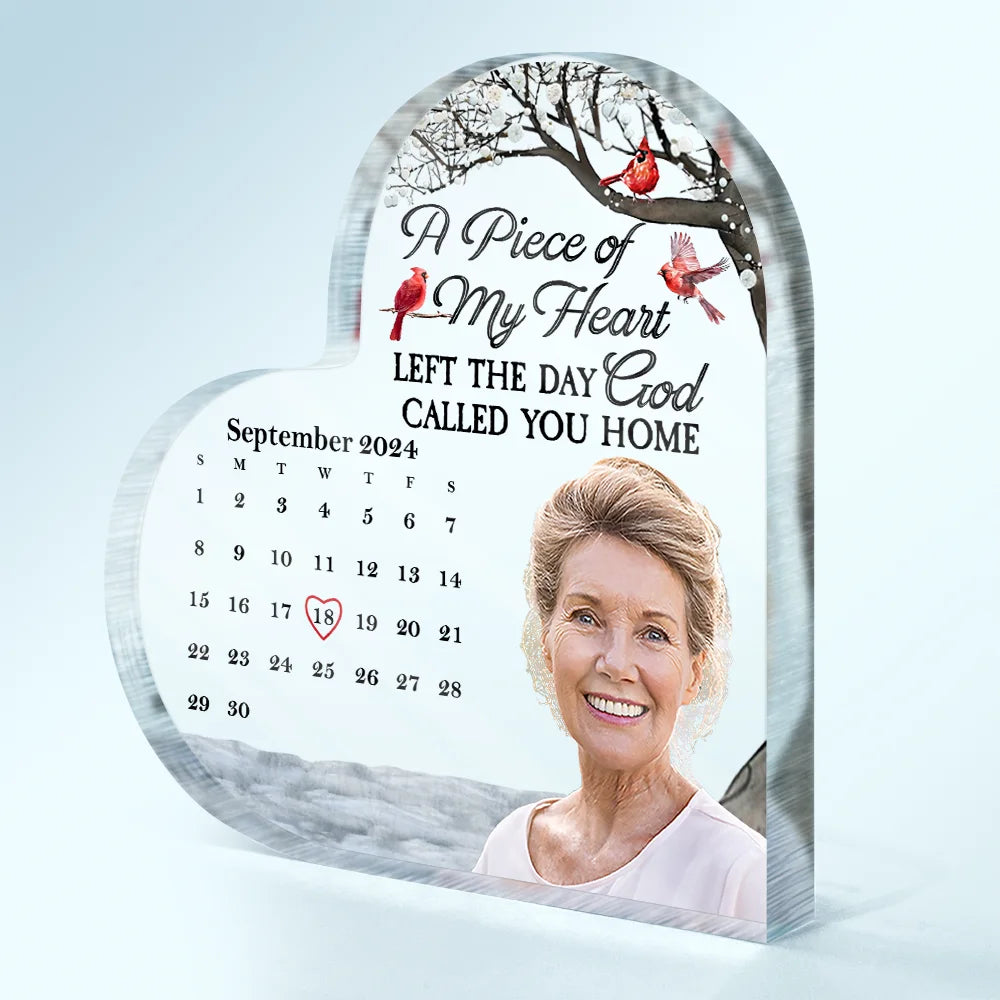 Christmas,Memorial,Custom Photo,Love - Custom Photo The Moment Your Heart Stopped Memorial Calendar - Personalized Heart Shaped Acrylic Plaque