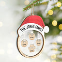 Christmas,Family,Happy - Santa Hat Family Charms Custom Names - Personalized 2-Layered Mix Ornament