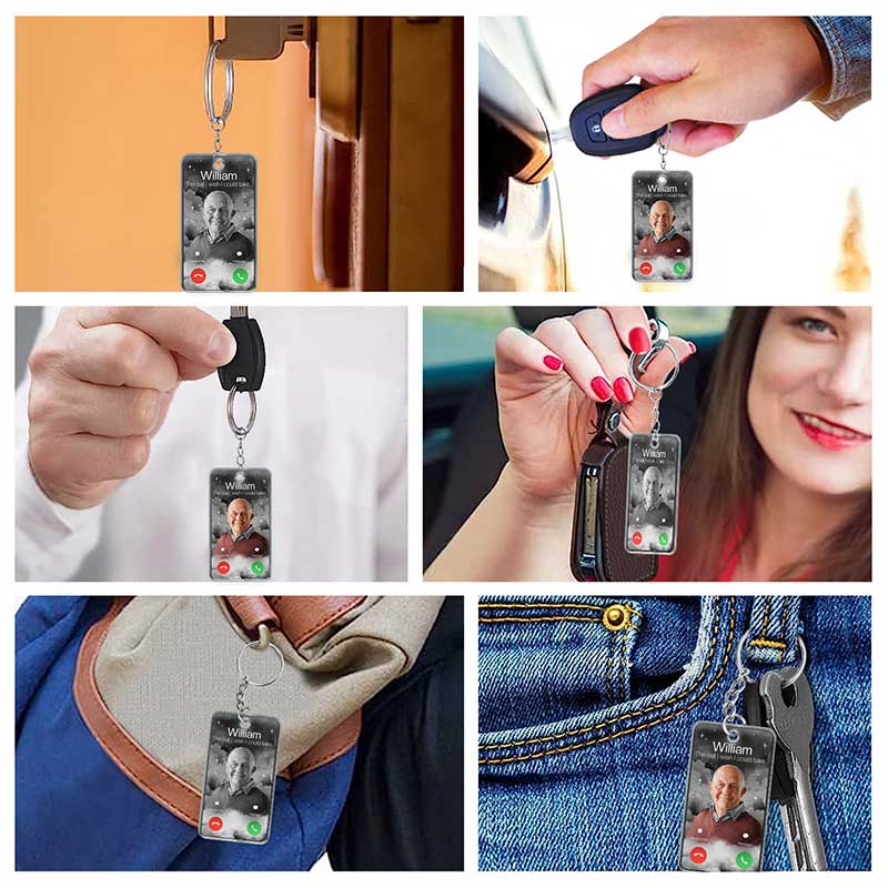 Custom Photo The Call I Wish - Memorial Gift For Family, Dad, Mom, Grandpa, Grandma - Personalized Acrylic Keychain