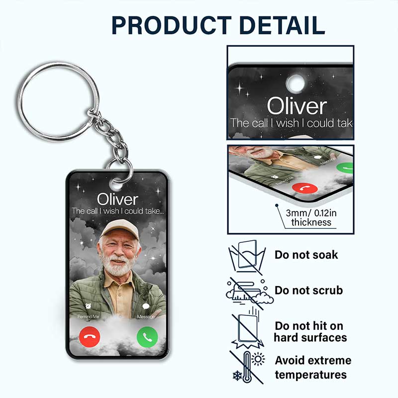 Custom Photo The Call I Wish - Memorial Gift For Family, Dad, Mom, Grandpa, Grandma - Personalized Acrylic Keychain