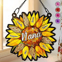 Nana Auntie Mom Family Sunflower - Personalized Window Hanging Suncatcher Ornament