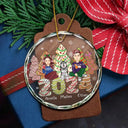 Gift For Couples, Family, Pet Lovers - Family 2024 Cake, Cookie Trees Christmas Gift For Single Parent, Same Gender - Personalized Circle Glass Ornament