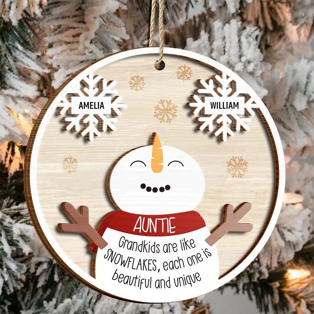 Grandkids Are Like Snowflakes Beautiful And Unique - Personalized 2-Layered Wooden Ornament