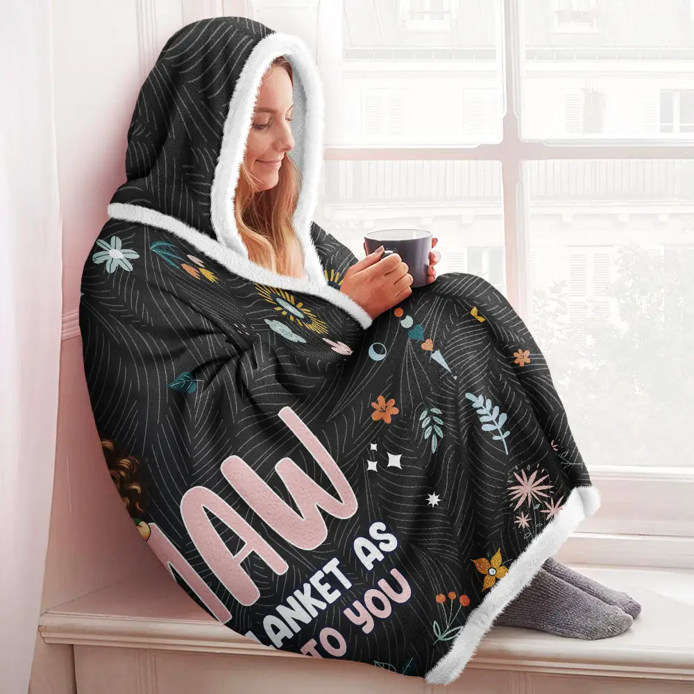 Think Of This As A Hug Grandkids To Grandma - Personalized Wearable Hooded Blanket