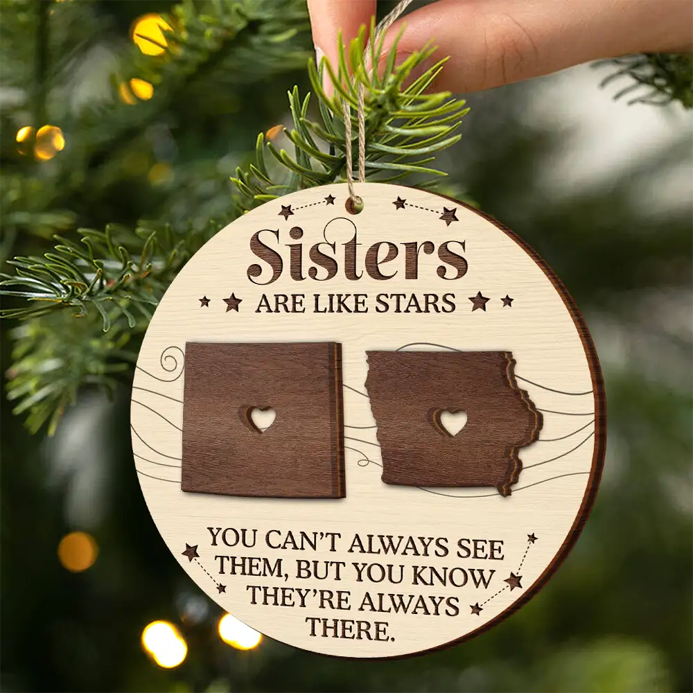 Family,Christmas,Gift For Sibling,Parents,Gift For Grandparents,Gift For Sisters,Gift For Brothers,Gift For Bestie - Cousins Are Like Stars Siblings Friends Family Christmas - Personalized 2-Layered Wooden Ornament