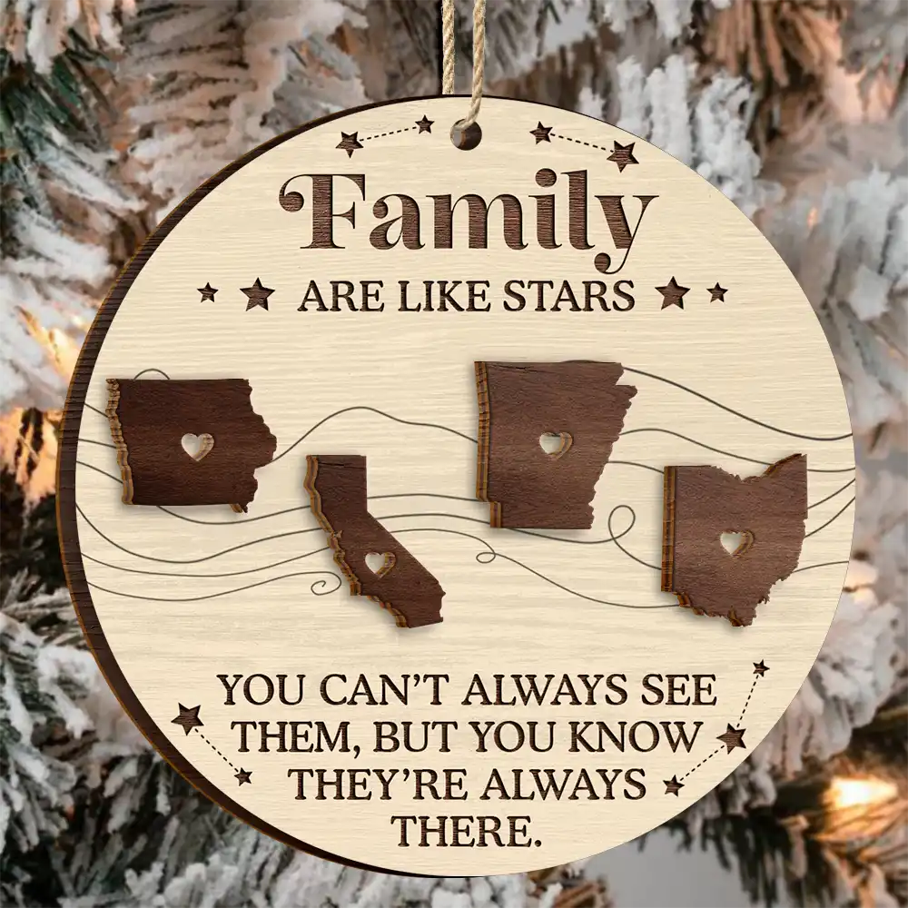 Family,Christmas,Gift For Sibling,Parents,Gift For Grandparents,Gift For Sisters,Gift For Brothers,Gift For Bestie - Cousins Are Like Stars Siblings Friends Family Christmas - Personalized 2-Layered Wooden Ornament