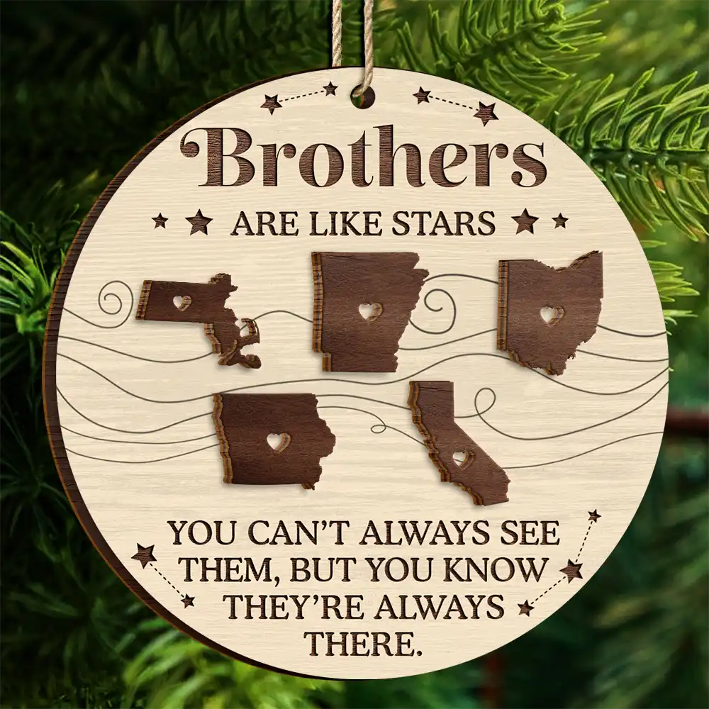 Family,Christmas,Gift For Sibling,Parents,Gift For Grandparents,Gift For Sisters,Gift For Brothers,Gift For Bestie - Cousins Are Like Stars Siblings Friends Family Christmas - Personalized 2-Layered Wooden Ornament