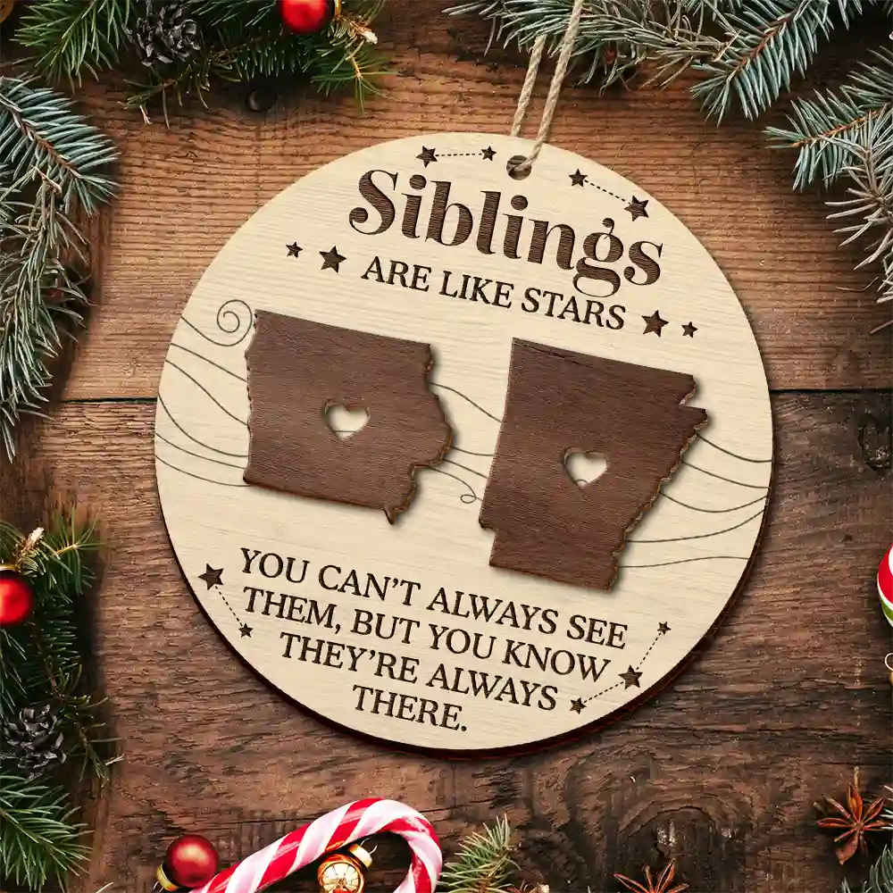 Family,Christmas,Gift For Sibling,Parents,Gift For Grandparents,Gift For Sisters,Gift For Brothers,Gift For Bestie - Cousins Are Like Stars Siblings Friends Family Christmas - Personalized 2-Layered Wooden Ornament