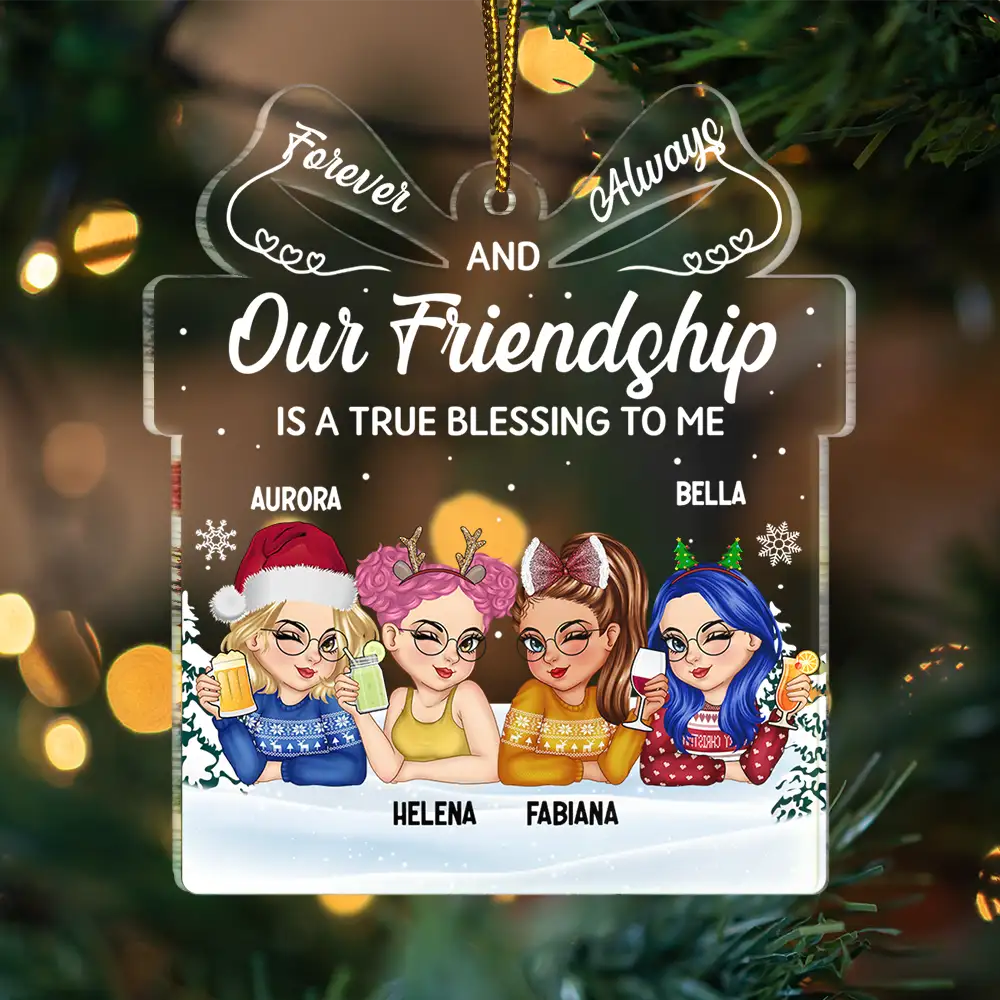 Our Friendship Is A True Blessing Christmas Besties - Personalized Custom Shaped Acrylic Ornament