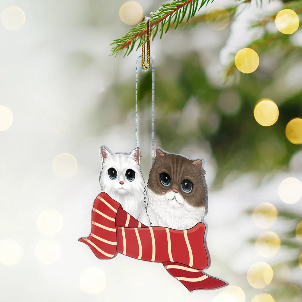 Christmas Scarf Dog Cat - Personalized Cutout Acrylic Ornament