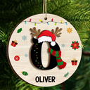 Name Monogram Christmas Family - Personalized 2-Layered Wooden Ornament