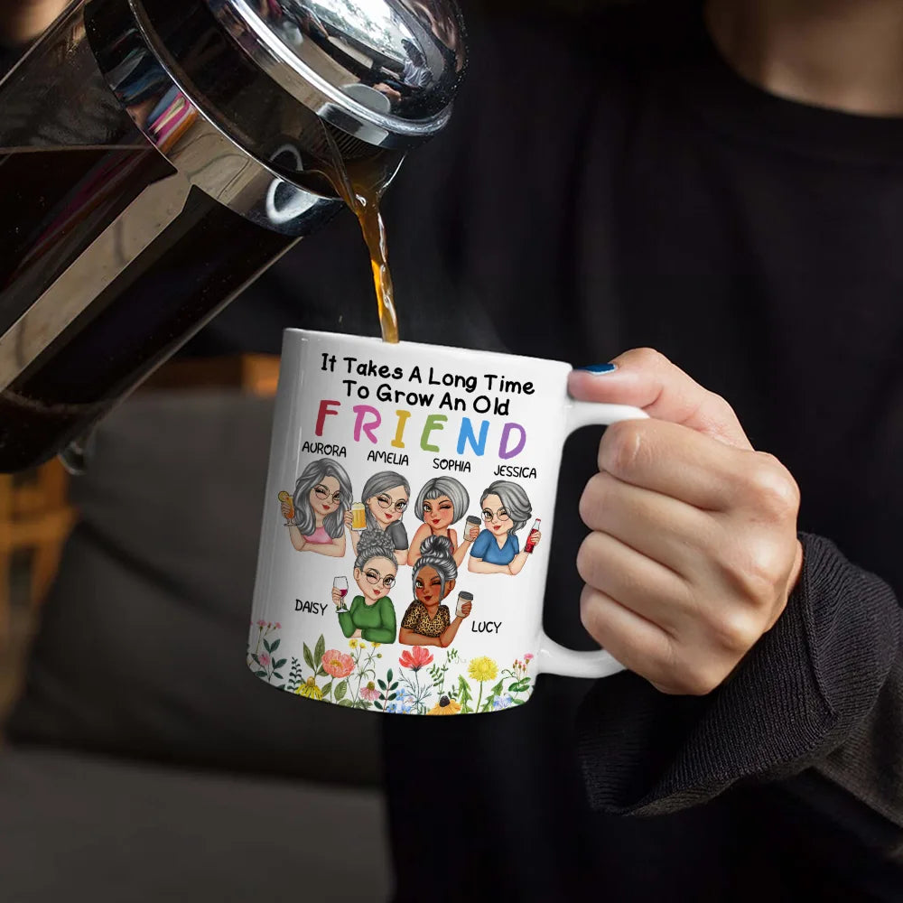 It Takes A Long Time To Grow An Old Friend - Personalized White Edge-to-Edge Mug