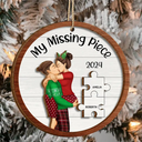 My Missing Piece Christmas Couple - Personalized 2-Layered Wooden Ornament