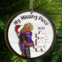 My Missing Piece Christmas Couple - Personalized 2-Layered Wooden Ornament