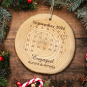 Married Engaged Anniversary Calendar Christmas Couple - Personalized Wood Slice Ornament