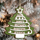 Family - Christmas Tree Family Names - Personalized 2-Layered Wooden Ornament