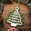 Family - Christmas Tree Family Names - Personalized 2-Layered Wooden Ornament