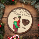 Gift For Couples - The Year I Found My Missing Piece Kissing Couples - Personalized 2-Layered Wooden Ornament