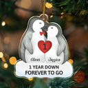 Gift For Couples, Gift For Husband, Gift For Wife, Gift For Boyfriend, Gift For Girlfriend - Forever To Go Penguin Couple - Personalized Custom Shaped Acrylic Ornament