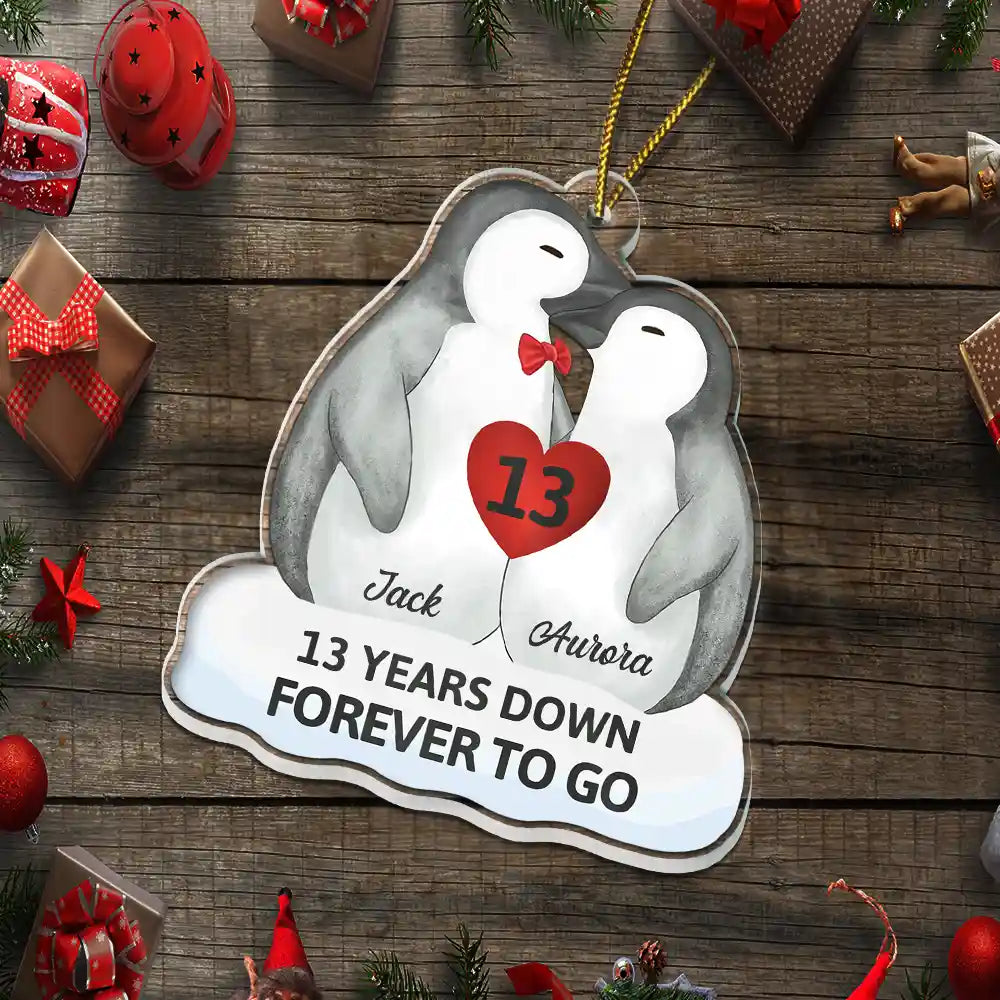 Gift For Couples, Gift For Husband, Gift For Wife, Gift For Boyfriend, Gift For Girlfriend - Forever To Go Penguin Couple - Personalized Custom Shaped Acrylic Ornament