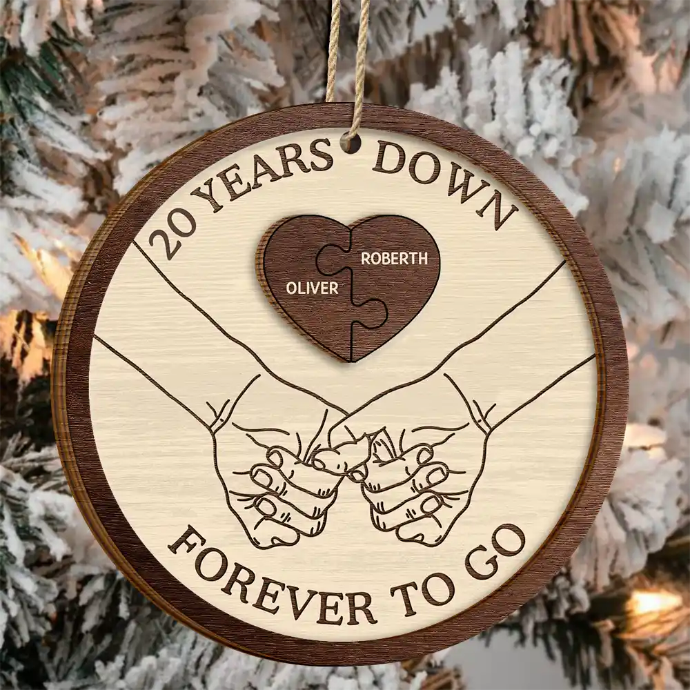 Gift For Couples - Forever To Go Christmas Couple - Personalized 2-Layered Wooden Ornament