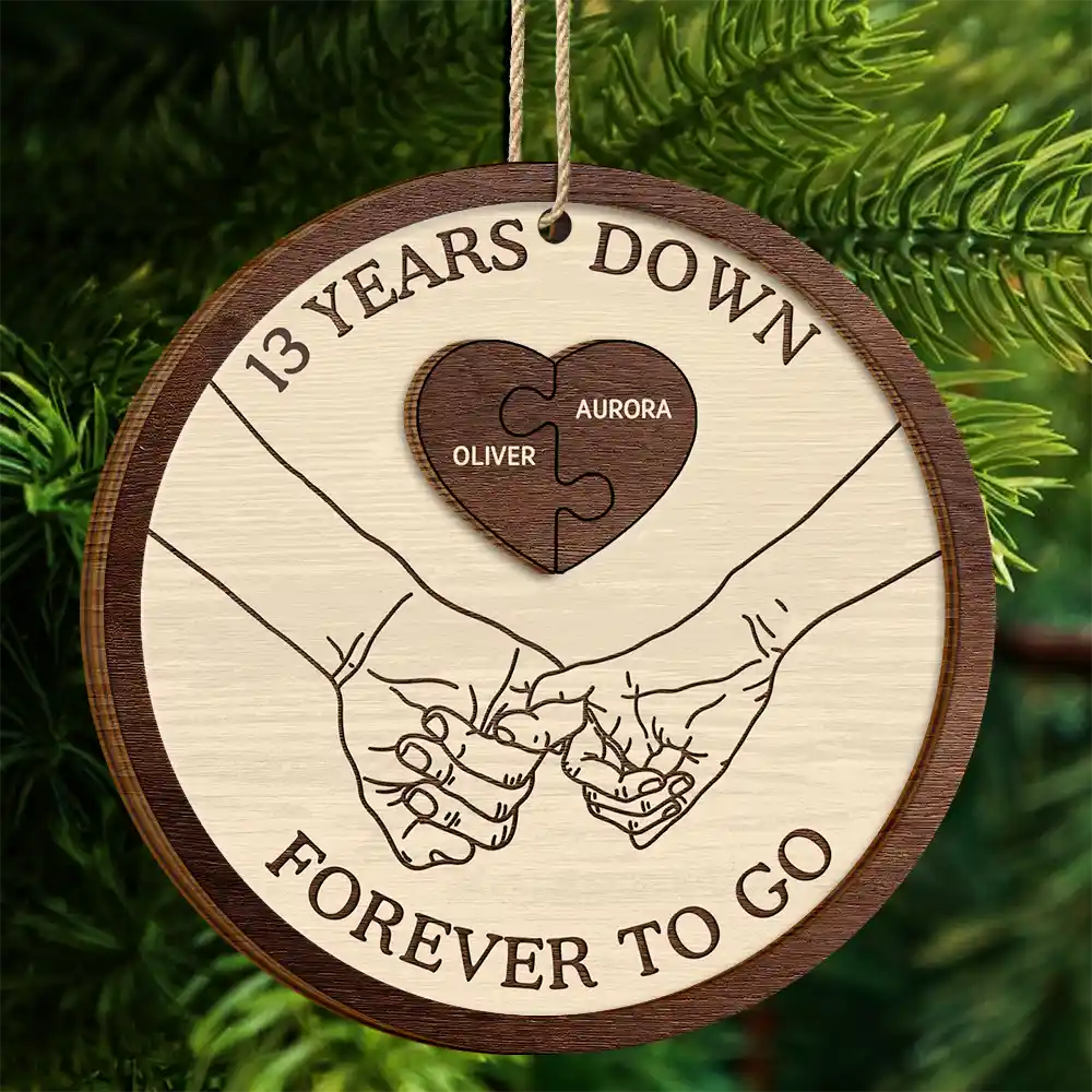 Gift For Couples - Forever To Go Christmas Couple - Personalized 2-Layered Wooden Ornament