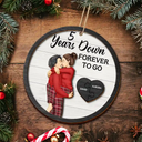 Gift For Couples - Forever To Go Christmas Kissing Couple - Personalized 2-Layered Wooden Ornament