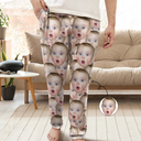 Pet Lovers, Cat Lovers, Dog Lovers, Parents, Family - Custom Photo Funny Face Pattern Dog Cat Family - Personalized Pajama Pants