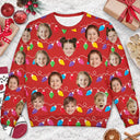 Family - Custom Photo Funny Kid Face Christmas Light - Personalized Unisex Ugly Sweater