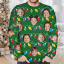 Family - Custom Photo Funny Kid Face Christmas Light - Personalized Unisex Ugly Sweater