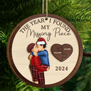 Gift For Couples, Gift For Husband, Gift For Wife, Gift For Boyfriend, Gift For Girlfriend, LGBT - The Year I Found My Missing Piece Kissing Couples Same Gender - Personalized 2-Layered Wooden Ornament