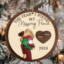 Gift For Couples, Gift For Husband, Gift For Wife, Gift For Boyfriend, Gift For Girlfriend, LGBT - The Year I Found My Missing Piece Kissing Couples Same Gender - Personalized 2-Layered Wooden Ornament