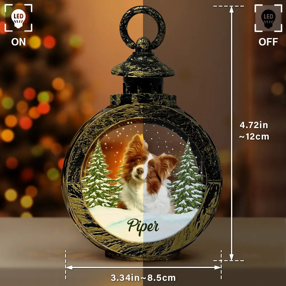 Pet Lovers, Dog Lovers, Cat Lovers, Memorial - Custom Photo Pet Face Dog Cat Memorial - Personalized Candlelight Lantern Ornament