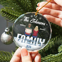 Family, Pet Lovers - Christmas Family Dog Cat - Personalized Circle Glass Ornament