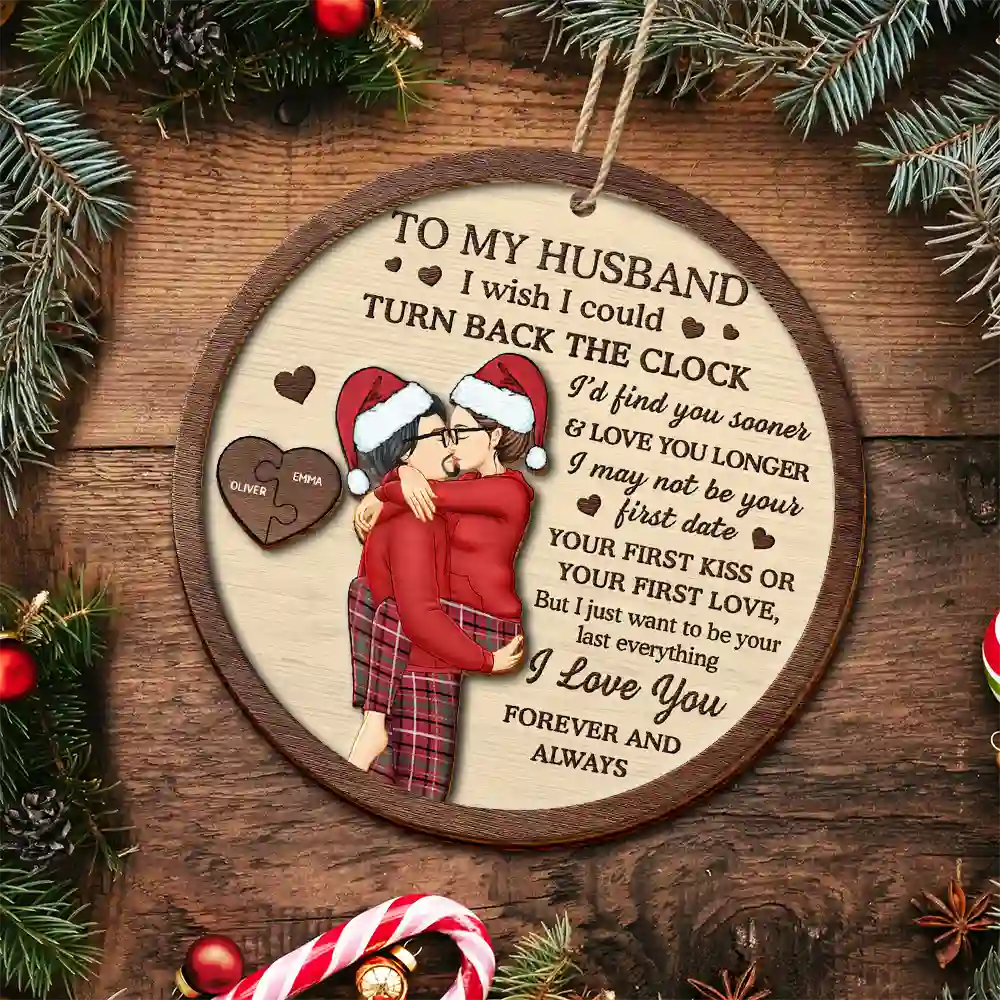 Christmas,Love,Gift For Couples,Gift For Husband,Gift For Wife,Gift For Boyfriend,Gift For Girlfriend,Anniversary - I Wish I Could Turn Back The Clock Couples - Personalized 2-Layered Wooden Ornament