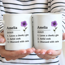 Gift For Yourself, Funny, Gift For Women - Name Definition Birth Flowers - Personalized Mug
