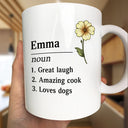 Gift For Yourself, Funny, Gift For Women - Name Definition Birth Flowers - Personalized Mug
