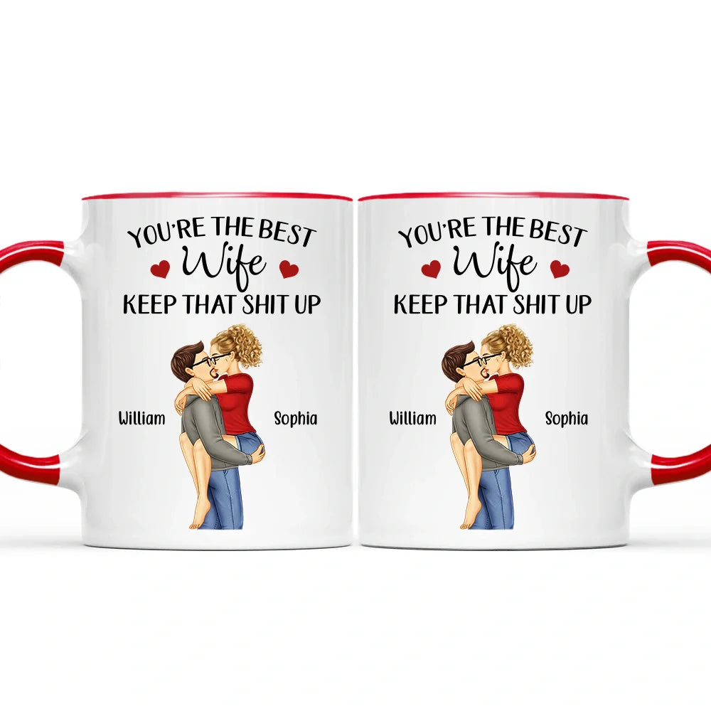 Gift For Couples,Gift For Husband,Gift For Wife,Gift For Boyfriend,Gift For Girlfriend,Anniversary,Love - You Are The Best Wife Kissing Couples - Personalized Accent Mug