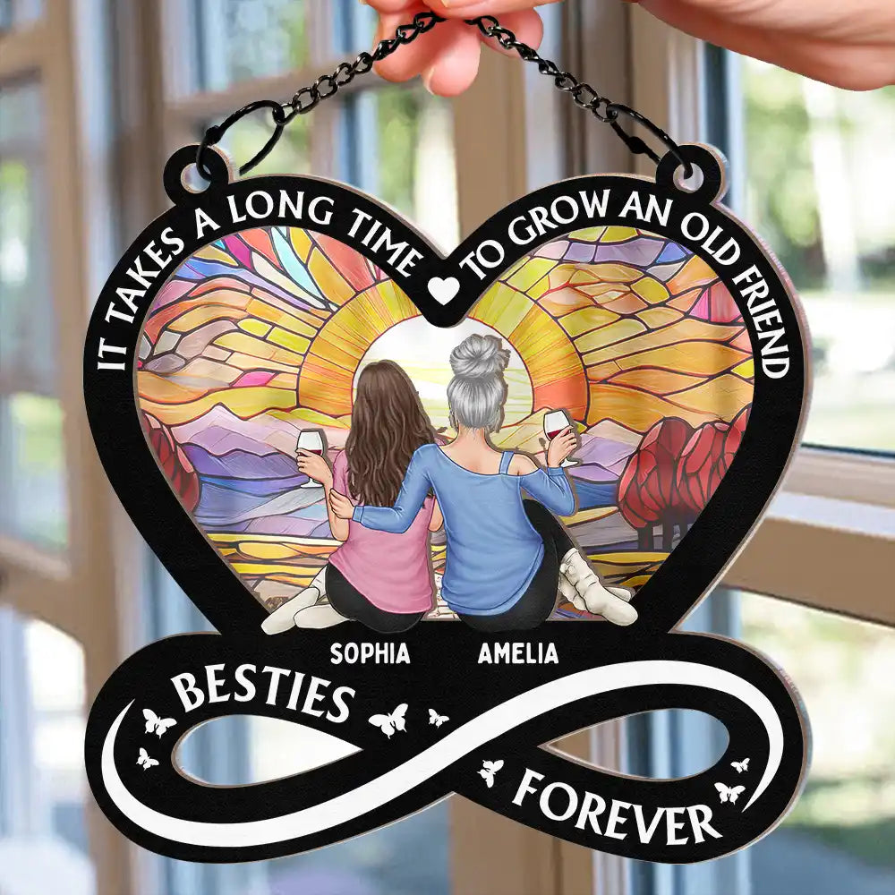 Gift For Bestie, Gifts For Colleagues
- It Takes A Long Time To Grow An Old Friend Friendship - Personalized Window Hanging Suncatcher Ornament