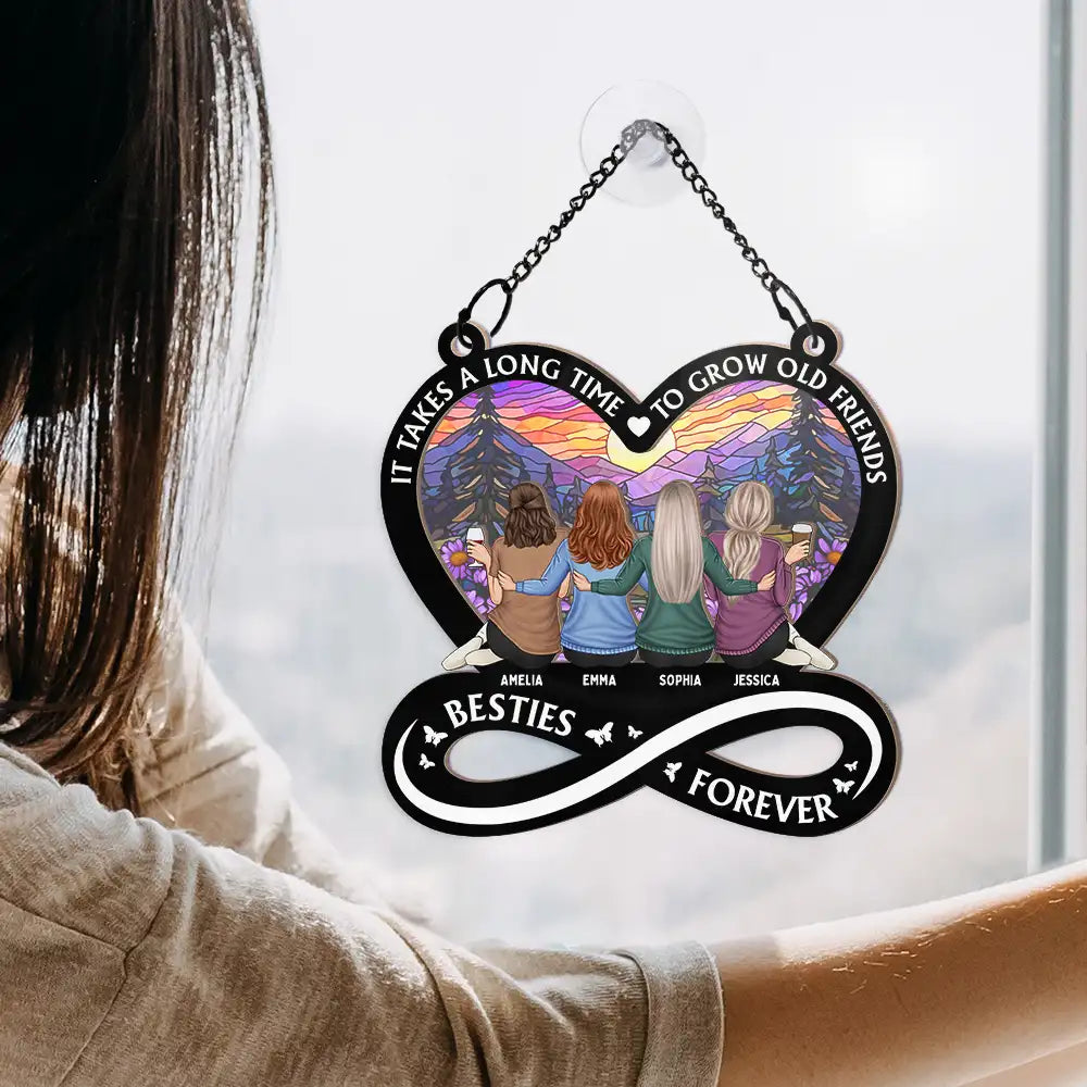 Gift For Bestie, Gifts For Colleagues
- It Takes A Long Time To Grow An Old Friend Friendship - Personalized Window Hanging Suncatcher Ornament