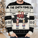 Cartoon Senior Couple With Children - Personalized Unisex Ugly Sweater