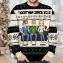 Christmas,Gift For Bestie,Funny - Cartoon Besties Partners In Crime Christmas Friends - Personalized Unisex Ugly Sweater