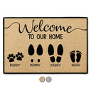 Family, Parents, Gift For Grandparents, Pet Lovers, Dog Lovers, Cat Lovers - Welcome To Our Home Family Dog Cat - Personalized Doormat