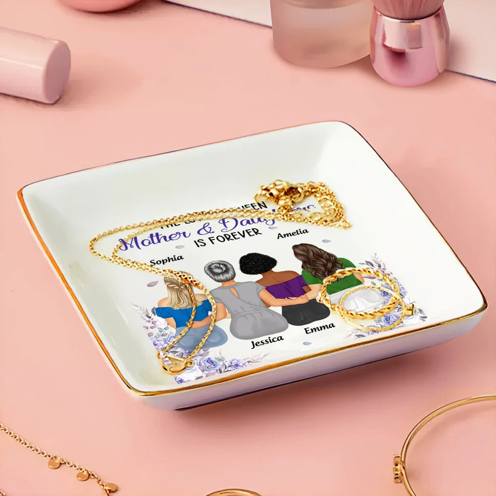 Gift For Mother, Gift For Women, Gift For Yourself, Gift For Grandma, Gift For Daughter - Mother & Daughters Forever Linked Together - Personalized Ring Dish