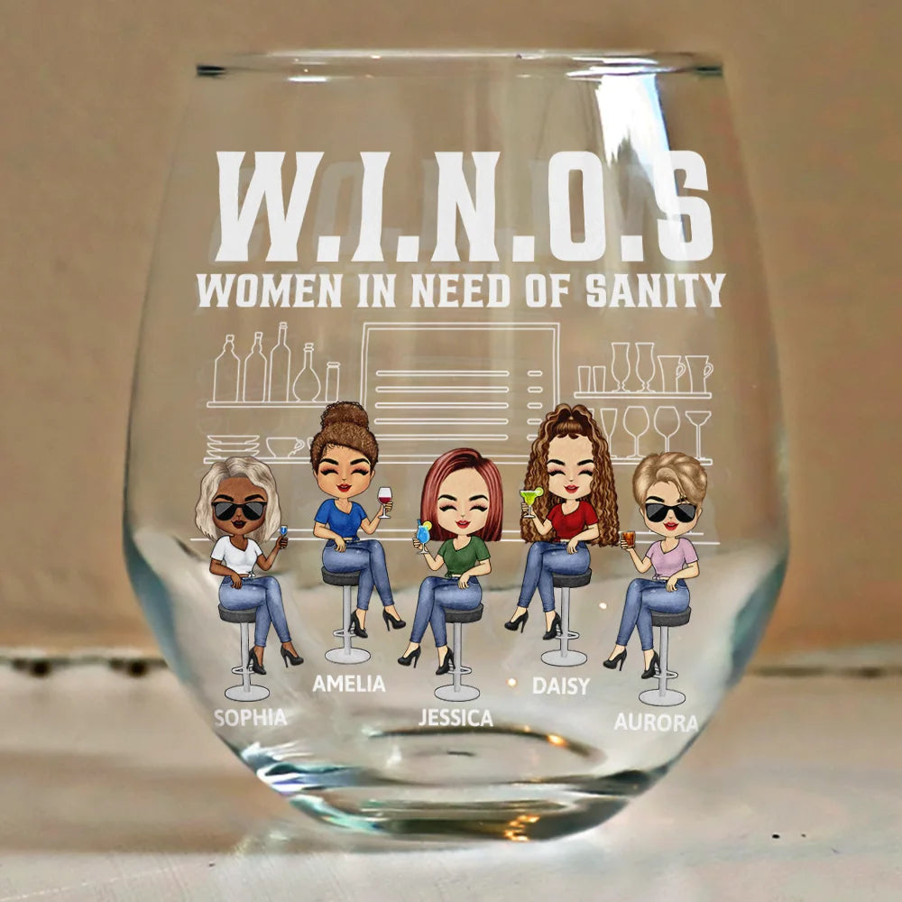 Gift For Bestie ,Gifts For Colleagues, Gift For Sisters - Here's To Another Year Of Bonding Over Alcohol Bestie Chibi - Personalized Stemless Wine Glass
